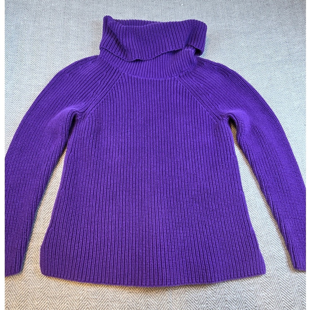 Coldwater Creek Purple Ribbed Turtleneck Cotton Knit Sweater XS 4-6